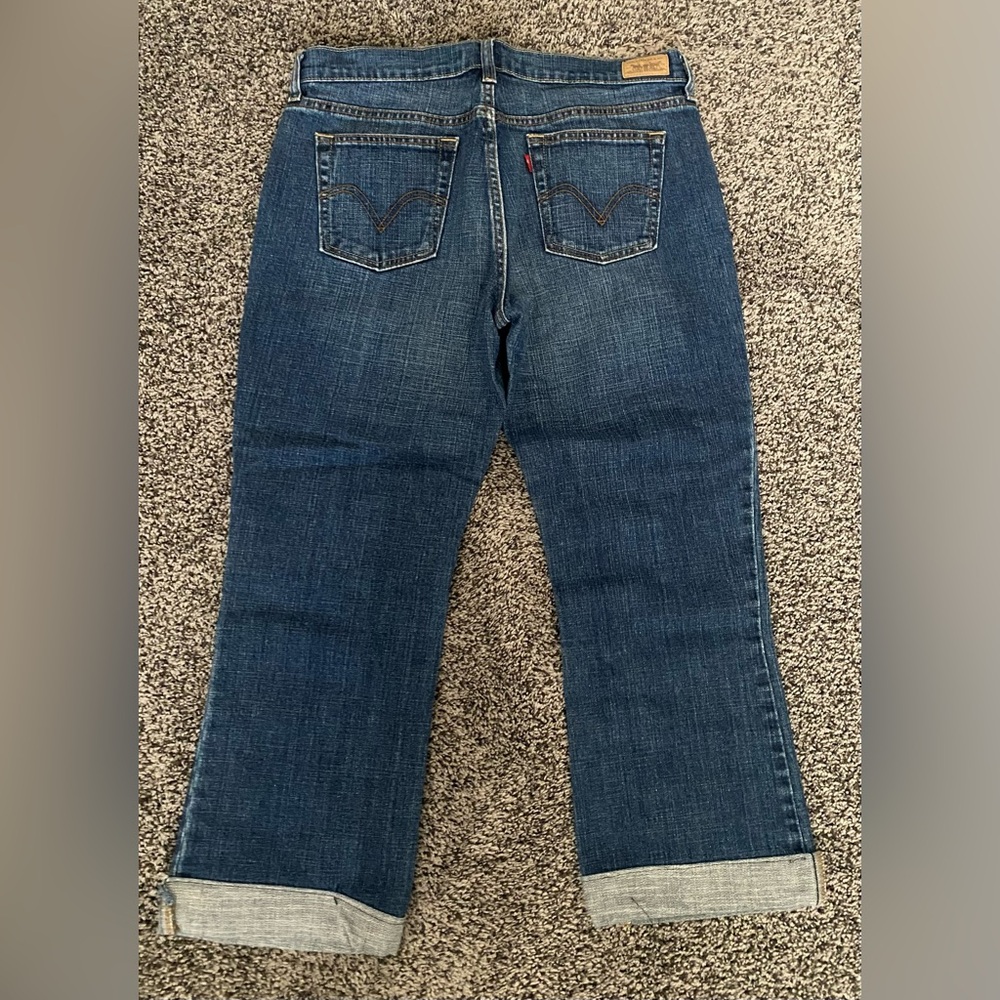 Levis Jeans 515 Boot Cut Jeans 10 Made Into Capri Crop Stretch Denim Stitched